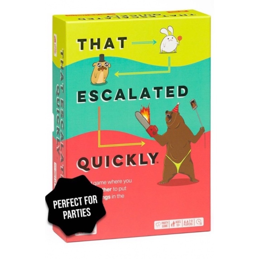That Escalated Quickly Party Card Game Ages 10+ 2-8 Players 15 Minute Play Time